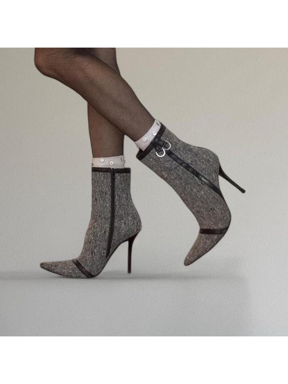 Y2K high heel tweed boots from Casadei.